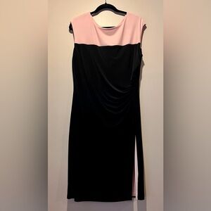 Chaps Pink and Black Midi Dress
